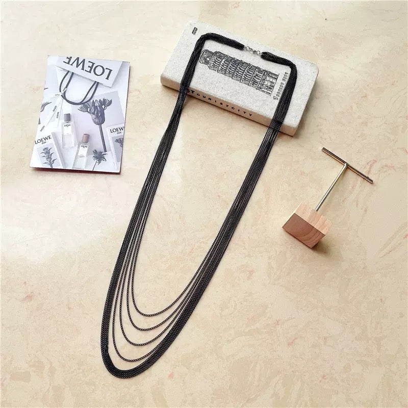 Black Layered Chain Necklace