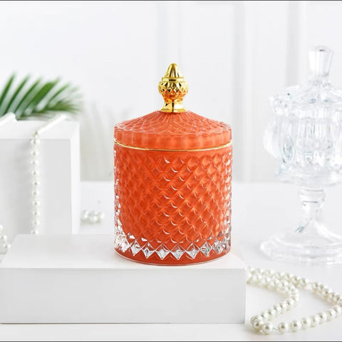 Orange Diamond Jar Soy Candle (Jasmine & Magnolia)