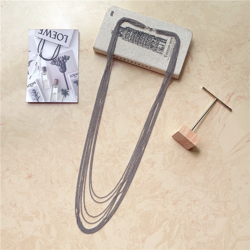Silver Layered Chain Necklace