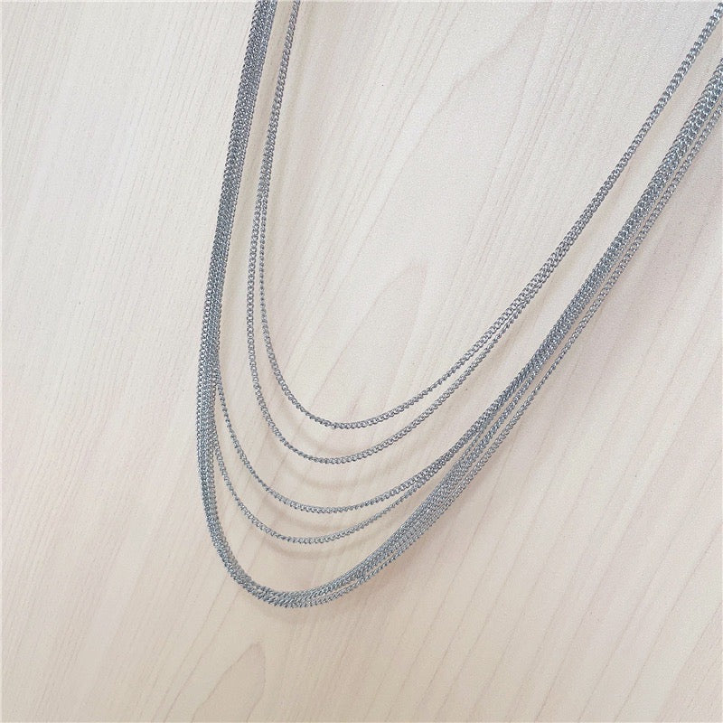 Silver Layered Chain Necklace