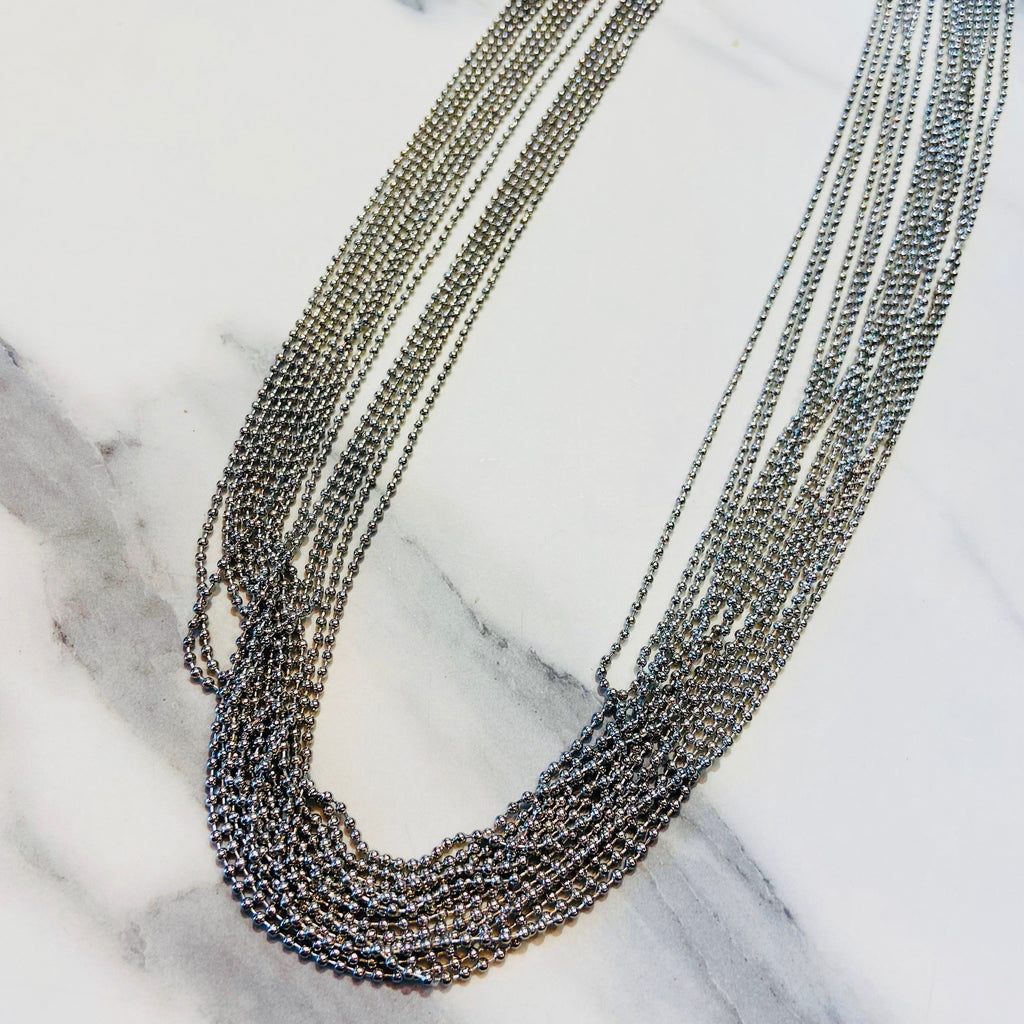 Small Beaded Necklace - Silver